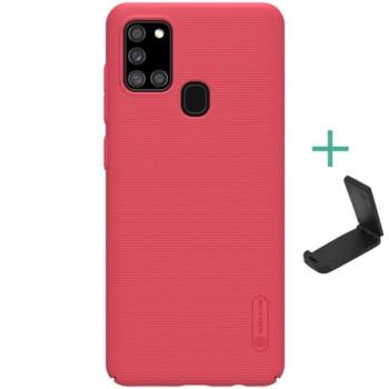 NILLKIN SUPER FROSTED műanyag telefonvédő (gumírozott, érdes felület + asztali tartó) PIROS Samsung Galaxy A21s (SM-A217F) kép