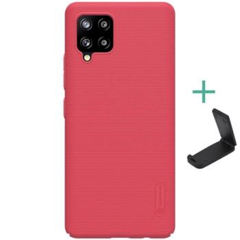 NILLKIN SUPER FROSTED műanyag telefonvédő (gumírozott, érdes felület + asztali tartó) PIROS Samsung Galaxy A42 5G (SM-A425F) kép