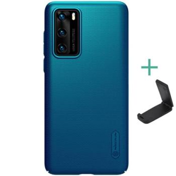 NILLKIN SUPER FROSTED műanyag telefonvédő (gumírozott, érdes felület + asztali tartó) SÖTÉTKÉK Huawei P40 kép