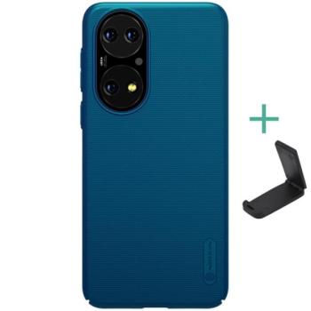NILLKIN SUPER FROSTED műanyag telefonvédő (gumírozott, érdes felület + asztali tartó) SÖTÉTKÉK Huawei P50 kép