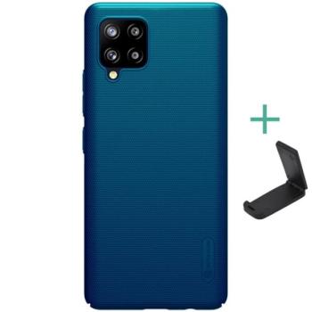 NILLKIN SUPER FROSTED műanyag telefonvédő (gumírozott, érdes felület + asztali tartó) SÖTÉTKÉK Samsung Galaxy A42 5G (SM-A425F) kép