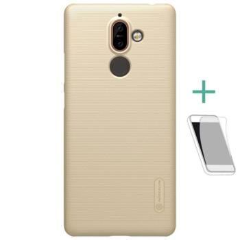 NILLKIN SUPER FROSTED műanyag telefonvédő (gumírozott, érdes felület + képernyővédő fólia) ARANY Nokia 7 Plus kép
