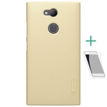 NILLKIN SUPER FROSTED műanyag telefonvédő (gumírozott, érdes felület + képernyővédő fólia) ARANY Sony Xperia L2 (H4311) kép