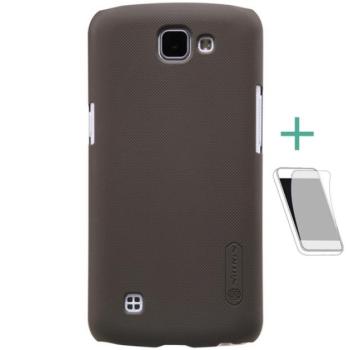 NILLKIN SUPER FROSTED műanyag telefonvédő (gumírozott, érdes felület + képernyővédő fólia) ARANYBARNA LG K4 (K120e) kép