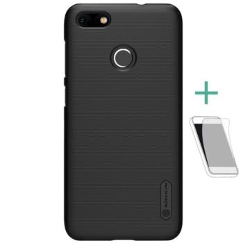 NILLKIN SUPER FROSTED műanyag telefonvédő (gumírozott, érdes felület + képernyővédő fólia) FEKETE Huawei P9 Lite Mini kép
