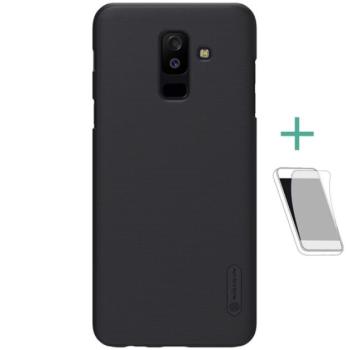 NILLKIN SUPER FROSTED műanyag telefonvédő (gumírozott, érdes felület + képernyővédő fólia) FEKETE Samsung Galaxy A6+ (2018) SM-A605F kép