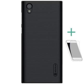 NILLKIN SUPER FROSTED műanyag telefonvédő (gumírozott, érdes felület + képernyővédő fólia) FEKETE Sony Xperia L1 (G3312) kép