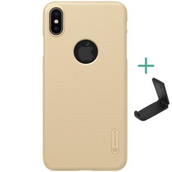 NILLKIN SUPER FROSTED műanyag telefonvédő (gumírozott, érdes felület, logó kivágás + asztali tartó) ARANY Apple iPhone XS Max 6.5 kép