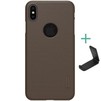 NILLKIN SUPER FROSTED műanyag telefonvédő (gumírozott, érdes felület, logó kivágás + asztali tartó) ARANYBARNA Apple iPhone XS Max 6.5 kép