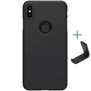 NILLKIN SUPER FROSTED műanyag telefonvédő (gumírozott, érdes felület, logó kivágás + asztali tartó) FEKETE Apple iPhone XS Max 6.5 kép