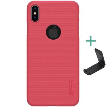 NILLKIN SUPER FROSTED műanyag telefonvédő (gumírozott, érdes felület, logó kivágás + asztali tartó) PIROS Apple iPhone XS Max 6.5 kép