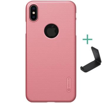 NILLKIN SUPER FROSTED műanyag telefonvédő (gumírozott, érdes felület, logó kivágás + asztali tartó) ROZÉARANY Apple iPhone XS Max 6.5 kép