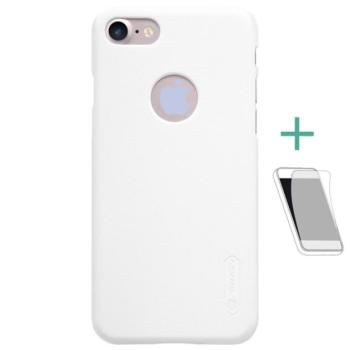 NILLKIN SUPER FROSTED műanyag telefonvédő (gumírozott, érdes felület, logó kivágás + képernyővédő fólia) FEHÉR Apple iPhone 7 4.7, Apple iPhone 8 4.7 kép