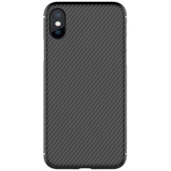 NILLKIN SYNTHETIC FIBER műanyag telefonvédő (környezetbarát, karbon minta) FEKETE Apple iPhone XS 5.8, Apple iPhone X 5.8 kép