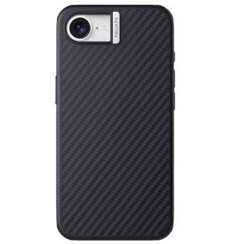 Nillkin Synthetic Fiber Pro Apple iPhone 16e mágneses műanyag tok, fekete-ezüst kép