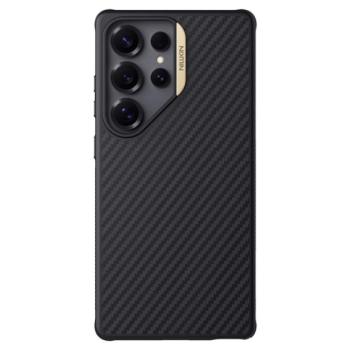 NILLKIN SYNTHETIC FIBER PRO műanyag telefonvédő (aramid bevonat, légpárnás sarok, karbon minta, MagSafe) FEKETE/ARANY Samsung Galaxy S25 Ultra (SM-S938) kép