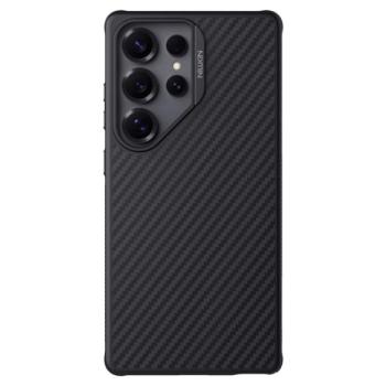 NILLKIN SYNTHETIC FIBER PRO műanyag telefonvédő (aramid bevonat, légpárnás sarok, karbon minta, MagSafe) FEKETE/EZÜST Samsung Galaxy S25 Ultra (SM-S938) kép