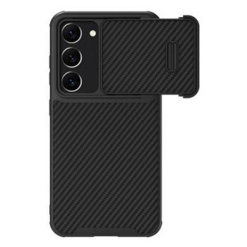 NILLKIN SYNTHETIC FIBER S műanyag telefonvédő (környezetbarát, kamera védelem, karbon minta) FEKETE Samsung Galaxy S23 Plus (SM-S916) kép