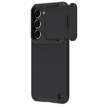 NILLKIN TEXTURED S műanyag telefonvédő (szilikon keret, 3D minta, kamera védelem, vezeték nélküli töltés) FEKETE Samsung Galaxy S23 Plus (SM-S916) kép
