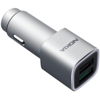 NOKIA autós töltő 2 USB aljzat (5V / 2400mA, gyorstöltés támogatás) EZÜST CAT S60, Apple iPhone 7 4.7, Apple iPhone 7 Plus 5.5, Evolveo Strongphone Q5, Blackberry DTEK50 , Vodafone Smart turbo kép