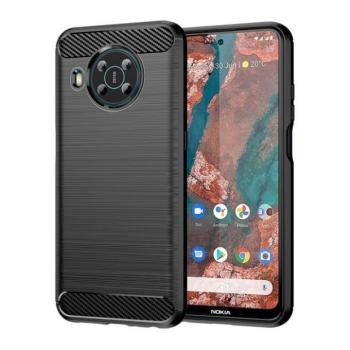 Nokia X10 / X20, Szilikon tok, közepesen ütésálló, szálcsiszolt, karbon minta, fekete kép