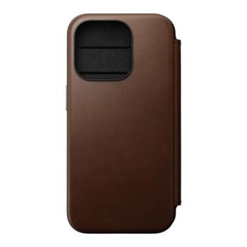 Nomad Modern Leather Folio iPhone 15 Pro flip tok, barna kép
