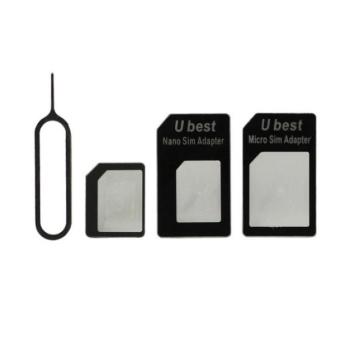 NOOSY SIM adapter (Nano SIM kártyát Micro SIM és normál méretű kártyára alakítja át, kártya kiemelő) FEKETE CAT S60, Apple iPhone 7 4.7, Apple iPhone 7 Plus 5.5, Evolveo Strongphone Q5, Bl kép