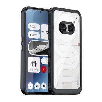 Nothing Phone 2a / 2a Plus, Műanyag hátlap védőtok + szilikon keret, közepesen ütésálló, átlátszó hátlap, fekete kép