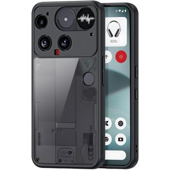 Nothing Phone 3, Műanyag hátlap védőtok + szilikon keret, Dux Ducis Aimo, átlátszó/fekete kép