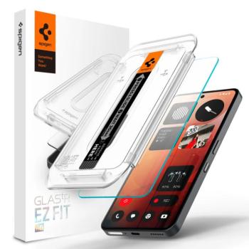 Nothing Phone 3a / 3a Pro, Kijelzővédő fólia, ütésálló fólia (az íves részre is!), Tempered Glass (edzett üveg), Spigen Ez Fit HD, Clear kép