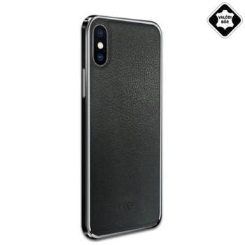 NXE műanyag telefonvédő (valódi bőr hátlap) FEKETE Apple iPhone XS Max 6.5 kép