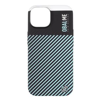 OBAL:ME Flossy Stripes Apple iPhone 15 közepesen ütésálló hátlap tok, világoskék-fekete kép