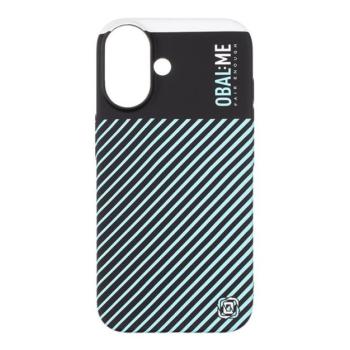 OBAL:ME Flossy Stripes Apple iPhone 16 Plus közepesen ütésálló hátlap tok, világoskék-fekete kép