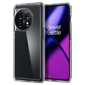 OnePlus 11, Műanyag hátlap védőtok + szilikon keret, Spigen Ultra Hybrid, átlátszó kép