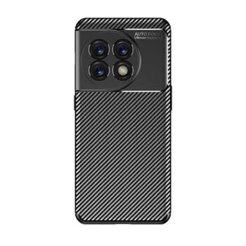 OnePlus 11, Szilikon tok, közepesen ütésálló, légpárnás sarok, karbon minta, fekete kép