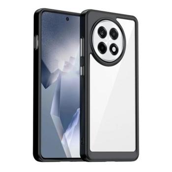 OnePlus 13R / Ace 5 / Ace 5 Pro, Műanyag hátlap védőtok + szilikon keret, közepesen ütésálló, átlátszó hátlap, fekete kép