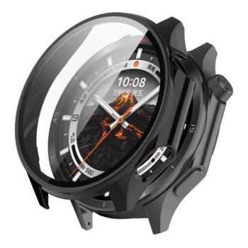 OnePlus Watch 3 (43 mm), Műanyag védőkeret, kijelzővédő üveggel, közepesen ütésálló, szíj nélkül, fekete kép