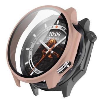 OnePlus Watch 3 (43 mm), Műanyag védőkeret, kijelzővédő üveggel, közepesen ütésálló, szíj nélkül, rózsaszín kép