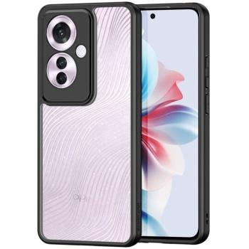 Oppo Reno11 F, Műanyag hátlap védőtok + szilikon keret, hullám minta, Dux Ducis Aimo, áttetsző/fekete kép