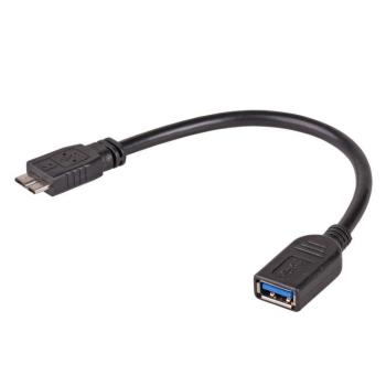 OTG adapter, USB-A - micro USB-B, fekete, 150mm, Akyga AK-AD-30 kép