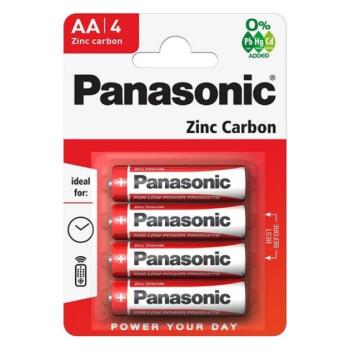 PANASONIC elem (AA, R6R, 1.5V, cink-karbon) 4db / csomag kép