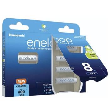 PANASONIC ENELOOP elem (AAA, BK-4MCDE/8BE, 1.2V, 800mAh Ni-MH, újratölthető) 8db/csomag kép