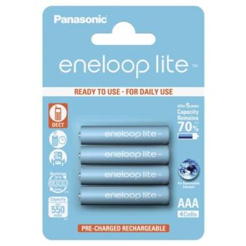 PANASONIC ENELOOP LITE elem (AAA, BK-4LCCE/4BE, 1.2V, 550 mAh Ni-MH, 3000 x újratölthető) 4db / csomag kép
