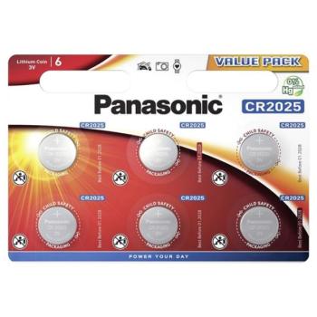 PANASONIC gombelem (CR2025, 3V, lítium) 6db / csomag kép