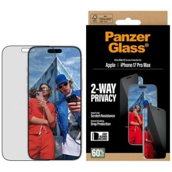 PANZERGLASS 2-WAY PRIVACY ULTRA-WIDE EASYALIGNER képernyővédő üveg (betekintés ellen, karcálló + segédkeret) FEKETE Apple iPhone 17 Pro Max kép