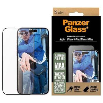 PanzerGlass AluminumFrame edzett üveg fekete szegéllyel iPhone 15 Plus/16 Plus kép