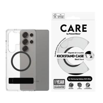 PANZERGLASS CARE KICKSTAND CASE szilikon telefonvédő (ütésállóság, kameravédő, mágneses, wireless, kitámasztó) FEKETE Samsung Galaxy S25 Ultra (SM-S938) kép