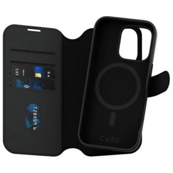 PANZERGLASS CARE TANGO TWO-IN-ONE tok álló, bőr hatású (FLIP, oldalra nyíló, MagSafe, kivehető telefonvédő) FEKETE Apple iPhone 16 Pro kép