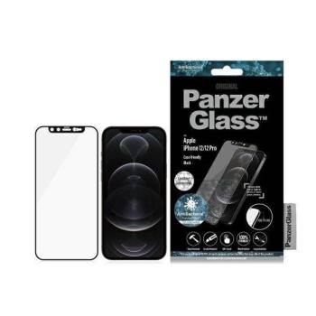 PanzerGlass E2E Microfracture iPhone 12 /12 Pro 6,1&quot; CamSlider Swarovsky tokbarát antibakteriális fekete képernyővédő fólia kép
