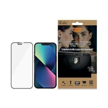 PanzerGlass E2E Microfracture iPhone 13 /13 Pro 6,1&quot; CamSlider Swarovsky tokbarát antibakteriális fekete képernyővédő fólia kép